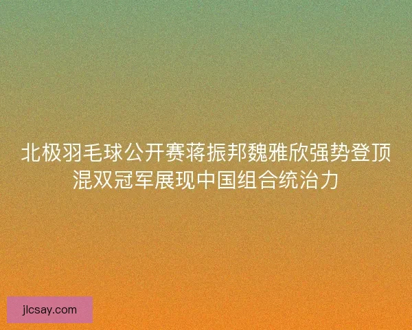 北极羽毛球公开赛蒋振邦魏雅欣强势登顶混双冠军展现中国组合统治力